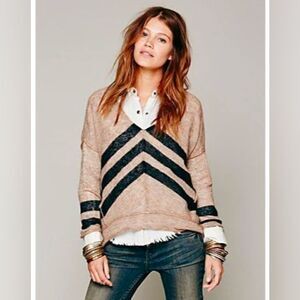 Free People ‘Twelve Roses’ Oversized Alpaca V-Neck Pullover Sweater
